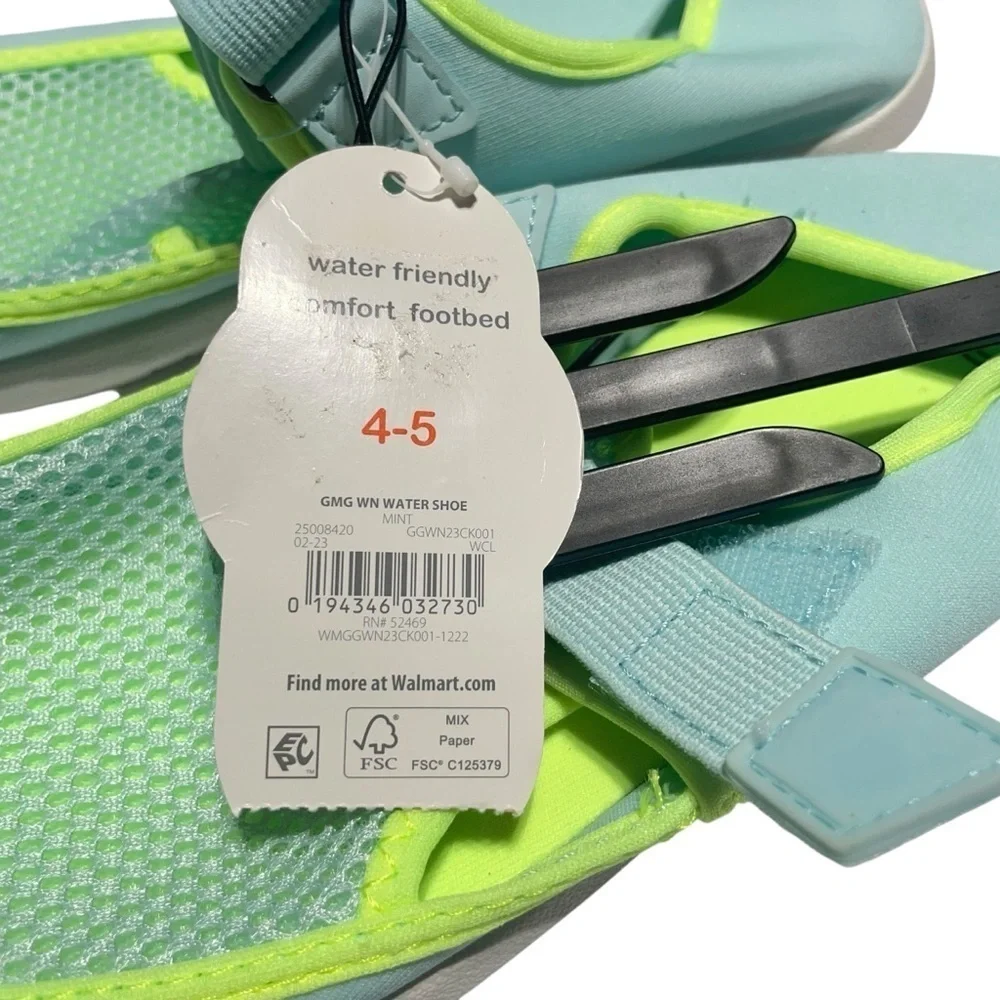 Wonder Nation Kids Water Shoes - Light Green and Neon Yellow - Picture 5 of 8